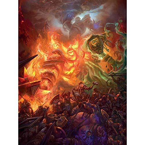 Yizhi Rompecabezas para Adultos World of Warcraft De 1000 Piezas Ragnaros El Señor del Fuego Derriba Therazane Classic Puzzle(Size:500 Pedazos)