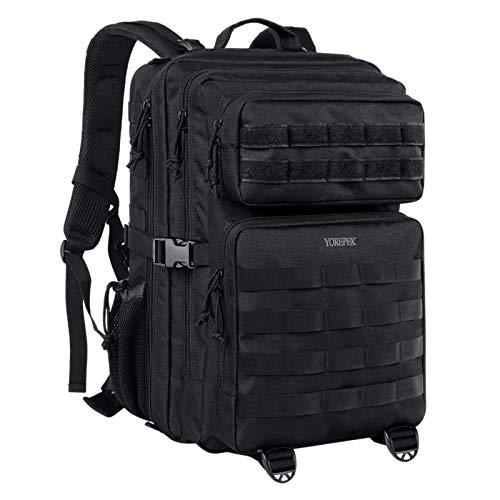 YOREPEK Mochila Militar Táctica de Asalto Grande con Sistema Molle y 45 L Capacidad, Ideal para el Senderismo, Acampadas, Montañismo, Viajes y Aire Libre Ciclismo,Negro YOREPEK Mochila Militar Táctica de Asalto Grande con Sistema Molle y 45 L Capacidad, Ideal para el Senderismo, Acampadas, Montañismo, Viajes y Aire Libre Ciclismo,Negro