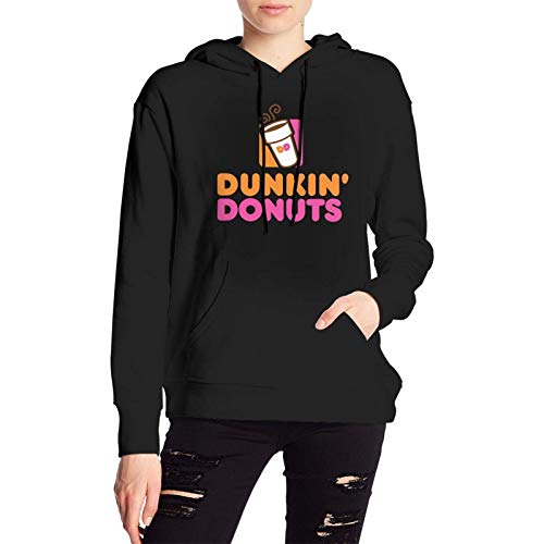 Yuanmeiju Dun-Kin Donuts Mujer 's Big Logo Graphic Cotton Pullover Pockets Casual Loose
