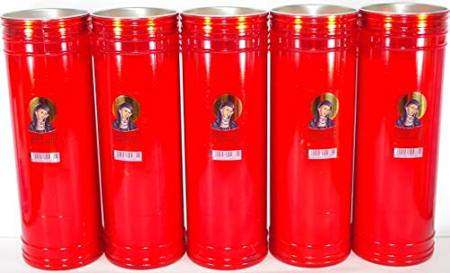 Zambonin - Velas votivas Maxi (diámetro 8 cm) de cera rojas sin tapa para la lluvia de 21 y 25 cm de altura disponibles en paquetes de 1 de 3 y 5 unidades