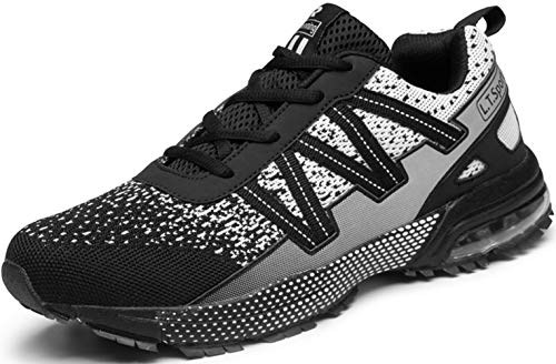 Zapatillas de Deporte con Amortiguación Mujeres Hombres Zapatos de Running Zapatillas Deportivas Ligero Transpirable al Aire Libre para Hombres Negro 43