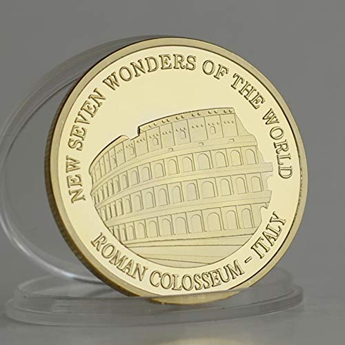 ZDANG Moneda chapada en Oro Coliseo Romano de Italia Antigua 2017 Medallón de Las Nuevas Siete Maravillas del Mundo un Regalo para coleccionista