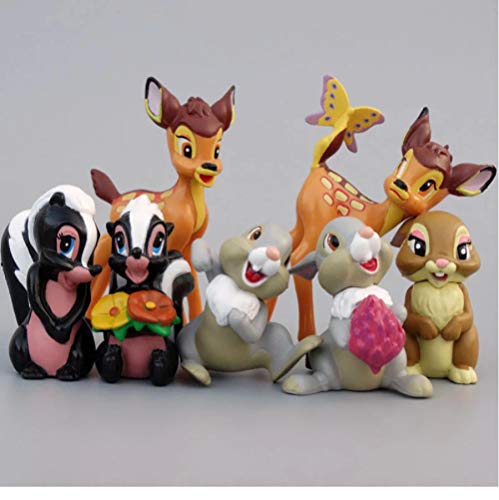 zdfgv 7 Piezas de Dibujos Animados de Disney Ciervos Bambi Figuras de acción de PVC Figura de Conejo Modelo de Ardilla muñecas de Anime niños 10cm