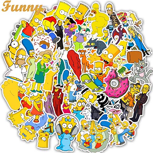ZFHH 50Pcs/Lot Vinyl The Simpsons Stickers Anime Cartoon Sticker For Skateboard Luggage Laptop Guitar Fridge Phone Car Decal Stickers