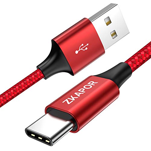 ZKAPOR Cable USB C, [2M/6.6FT] Cable USB Tipo C de Nylon Carga Rápida y Sincronización Compatible con Galaxy S9/ S8/ Note 9/ Note8, Huawei P20 Mate20, Xiaomi MI A1 A2, LG G6, OnePlus 6