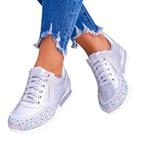 ZS ZHISHANG Women Shoes Fashion Sneakers for Women Elegant Orthopedic Comfortable Shoes Crystal Rhinestone Women Casual Running Sports Shoes Sneakers