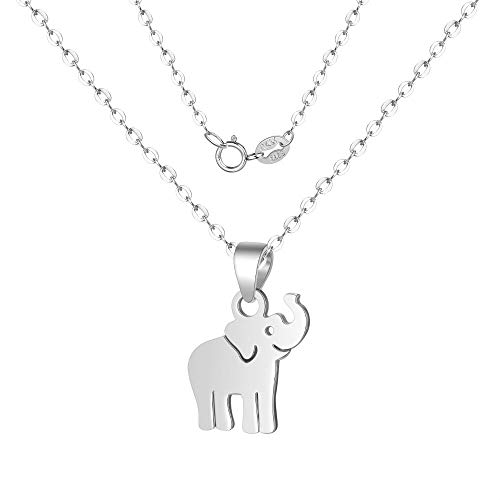ZSCRL Exquisito Collar de Elefante de Plata de Ley S925, Moda Animal Colgante 1.6 * 1.1cm Cadena Longitud 40cm