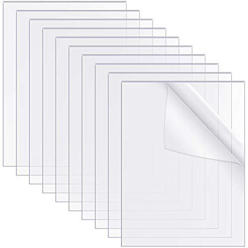 10 Hojas de Acrílico Transparente Hojas de Plexiglás Transparente de 10 x 8 Pulgadas Panel de Acrílico de Señal para Reemplazo de Vidrio de Marco de Imagen, Letreros de Mesa, 0,04 Pulgadas de Grosor