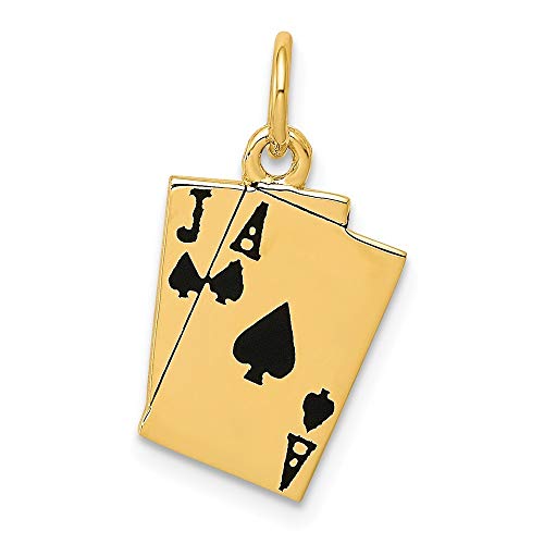14ct esmaltado Blackjack de cartas de póquer para pulsera - mide 16 x 11 mm - JewelryWeb