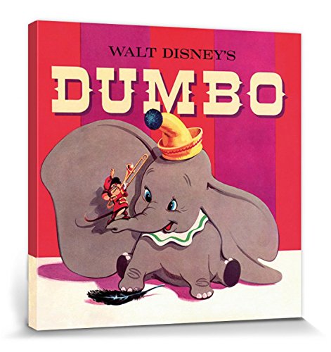 1art1 Dumbo - Walt Disney Cuadro, Lienzo Montado sobre Bastidor (40 x 40cm)