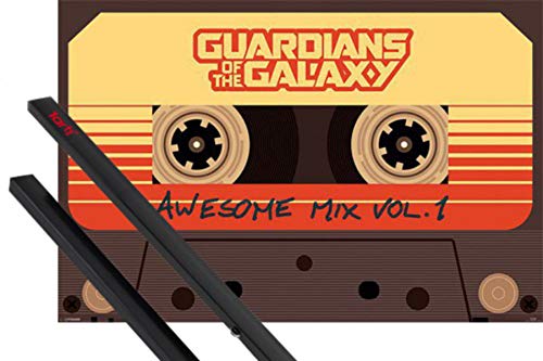 1art1 Guardianes De La Galaxia Póster (91x61 cm) Awesome Mix Vol 1 Y 1 Lote De 2 Varillas Negras