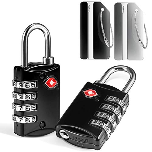 2 x TSA Candados de Seguridad y 2 x Etiquetas para Equipaje, Yosemy Candados Combinación de 4 Dígitos para Gimnasio Maleta Caja de Herramientas Gabinete Puerta Cobertizo Almacenamiento Equipaje 2 x TSA Candados de Seguridad y 2 x Etiquetas para Equipaje, Yosemy Candados Combinación de 4 Dígitos para Gimnasio Maleta Caja de Herramientas Gabinete Puerta Cobertizo Almacenamiento Equipaje