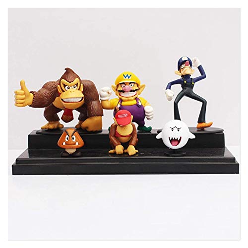 2020new6pcs Super Mario Bros Donkey Kong 3-8cm Waluigi Wario Ghost Goomba figuras de acción juguete muñeca gran regalo