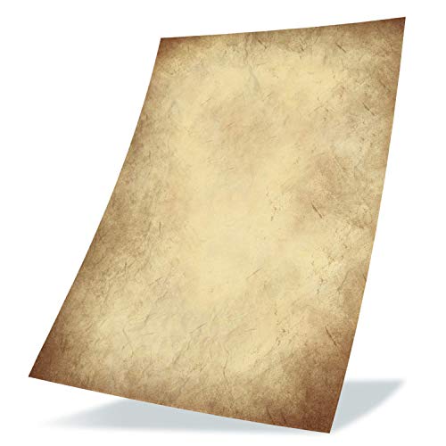 50 piezas de papel de carta vintage A4 100 g/qm con 5 hojas de papel kraft - papel artesanal antiguo para certificados tarjetas de tesoro tarjetas artesanales, papel con motivos de scrapbooking