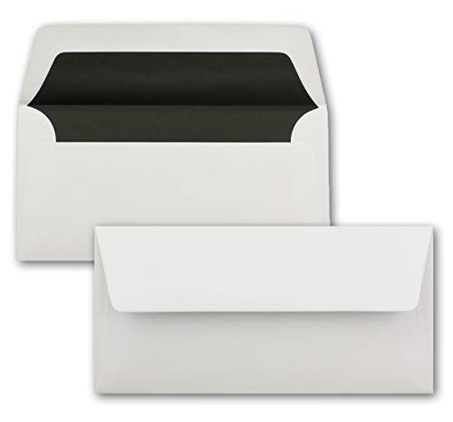 50 sobres blancos – DIN largo – forrado con papel de seda negro – 100 g/m² – 22 x 11 cm – Pegamento húmedo – Marca de calidad: NEUSER PAPEL 50 sobres blancos – DIN largo – forrado con papel de seda negro – 100 g/m² – 22 x 11 cm – Pegamento húmedo – Marca de calidad: NEUSER PAPEL
