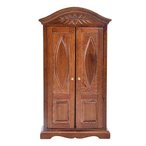 Accesorio para muebles de casa de muñecas a escala 1:12, armario en miniatura, armario de puerta doble marrón de madera vintage, accesorio para casa de muñecas, muebles de casa de muñecas(UN) Accesorio para muebles de casa de muñecas a escala 1:12, armario en miniatura, armario de puerta doble marrón de madera vintage, accesorio para casa de muñecas, muebles de casa de muñecas(UN)