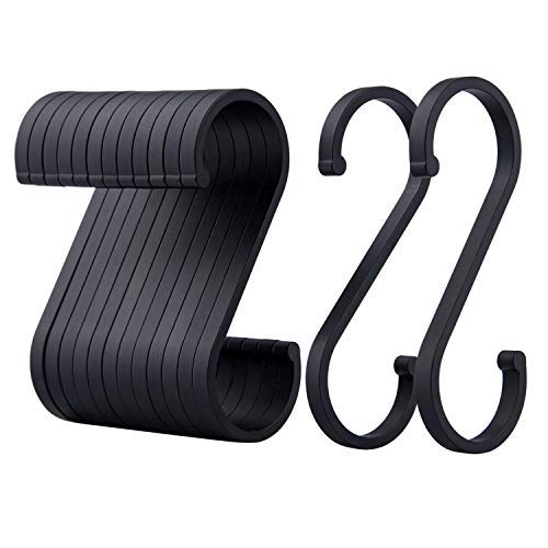 ACMETOP 12 Ganchos S forma de S de aluminio, con acabado mate para colgar ollas y sartenes, plantas, tazas de café, ropa, toallas en la cocina, dormitorio, baño, oficina y jardín (Negro) ACMETOP 12 Ganchos S forma de S de aluminio, con acabado mate para colgar ollas y sartenes, plantas, tazas de café, ropa, toallas en la cocina, dormitorio, baño, oficina y jardín (Negro)