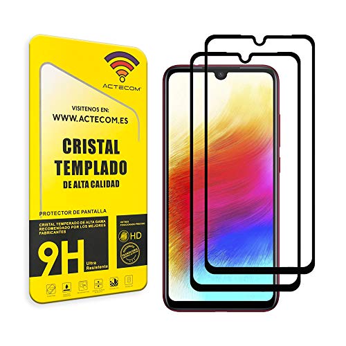 ACTECOM Pack DE 2 Protector de Pantalla Compatible con Huawei P30 LITE Negro Completa Cristal Templado 9H 2.5D (2 uds.)