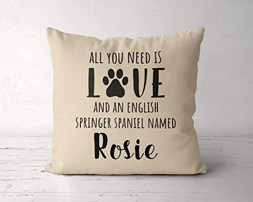 Ad4ssdu4 All You Need is Love and a English Springer Spaniel Nombre Personalizado Springer Spaniel Funda de Almohada de Springer Spaniel Propietario Amante