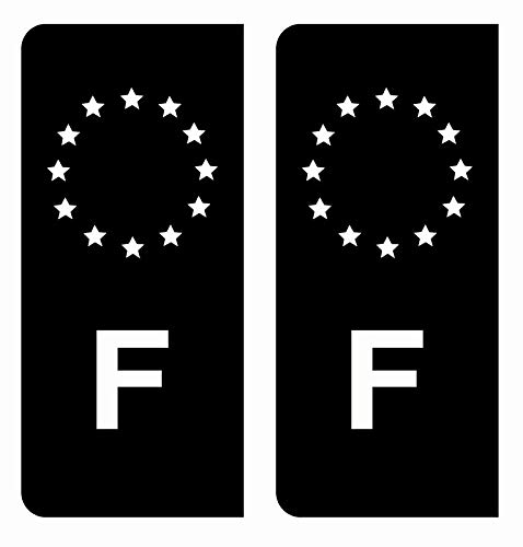 Adhesivo para placa de matrícula de coche de Francia de la Unión Europea, color negro y estrellas blancas