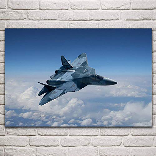 agwKE2 Ruso t 50 Aviones de Combate de aviación Fanart decoración de Sala de Estar Cartel de decoración artística / 60x80 cm (sin Marco)
