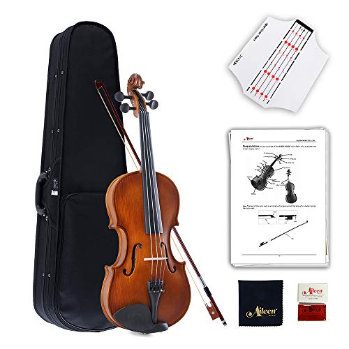 Aileen Violín 3/4 Principiante con Engomada del Tablero de Violín, Manual de Usuario, Estuche Rígido, Arco, Colofonia, Puente y Paño de Pulido