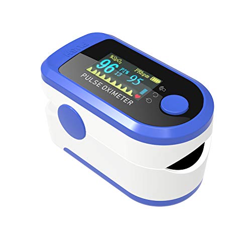 AIQURA pulsómetro de dedo oxígeno – pulsioxímetro de dedo profesional – oxímetro medidor de oxígeno en sangre portátil - SpO2, frecuencia del pulso, BPM