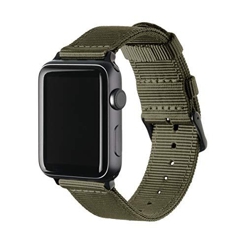 Archer Watch Straps | Repuesto de Correa de Reloj de Nailon para Apple Watch, Hombre y Mujer | Verde Oliva/Negro, 42/44mm