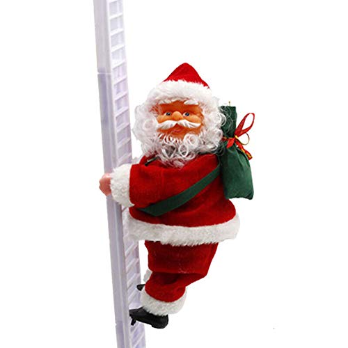 ART-Style Escalera eléctrica de escalada de Papá Noel con bolsa de regalo, figura de Navidad colgante adorno para árbol de Navidad interior al aire libre fiesta decoración de vacaciones