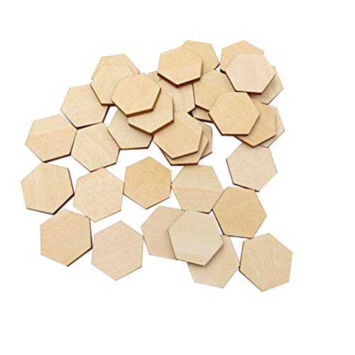Artibetter 100 Piezas de Madera Hexagonal de Madera con Forma de Madera de Haya para proyectos de Arte de Bricolaje listos para Pintar o Decorar (25 mm)
