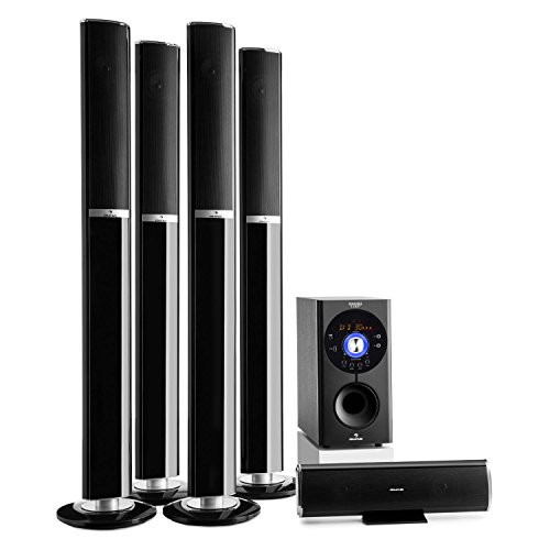 auna Areal 652 - Home Cinema 5.1, Sistema Sonido Surround, Concept 620 Envolvente, Rendimiento 145W RMS, Subwoofer sidefiring, Altavoces satélite, Bassreflex, Bluetooth, USB, SD, AUX, Antracita