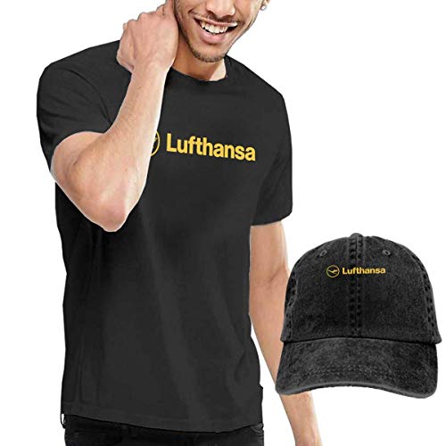 AYYUCY Camisetas y Tops Hombre Polos y Camisas, Lufthansa Mans Casual Short Sleeve with Cowboy Hat Cap