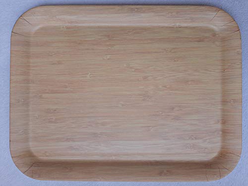 Bandeja Madera Bambu Grande ♻ Bandeja Comida Fibra de Bambú (Para Servir Alimentos y Bebida) - Bamboo Decorativa Original - Natural, Ecologica - Eco,Sin BPA - Rectangular 43x33 cm - Cocina Bio