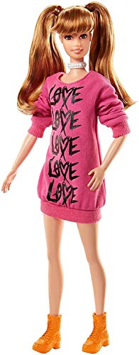 Barbie Fashionista, Muñeca LOVE con vestido de punto, juguete +7 años (Mattel FJF44) , color/modelo surtido