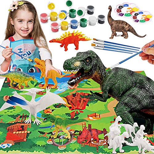 Bdwing Juego de Dinosaurios para Niños y Niñas, Pintando y Creativo DIY Juguetes 3D de 42 Piezas , Figuras de Dinosaurios Kit Manualidades para 4 5 6 7 8 9 Niños