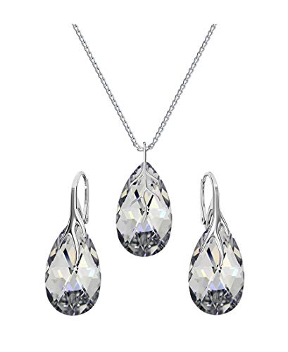 Beforya Paris Mandel - Juego de joyas de plata 925 para mujer con cristales de Swarovski Elements, fantásticos pendientes y collar con caja de regalo BA/39