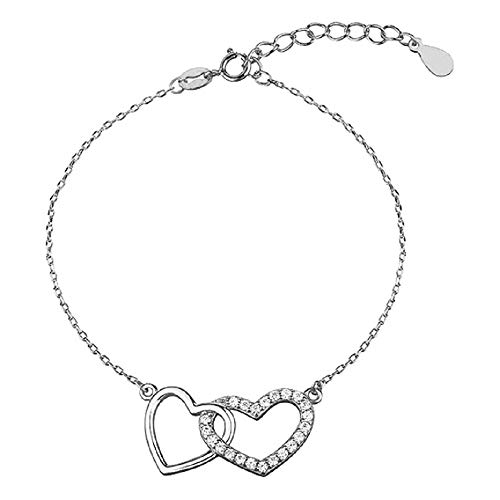 **Beforya Paris* * * Pulsera ajustable con circonitas Swarovski – Pulsera de plata 925 – Maravillosa pulsera de San Valentín regalo con caja de regalo PIN/75