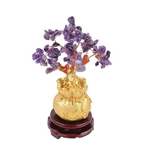 BESPORTBLE Chino Feng Shui Árbol de Dinero Lingote de Oro Tesoro de Oro Cristal Árbol de Dinero Cuarzo Natural Gema de Piedra Árbol de La Fortuna Riqueza China Estatuilla Decorativa para