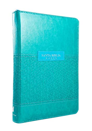 Biblia Reina Valera 1960 Letra Grande 12 pts Turquesa Tamaño Manual Cierre Cremallera/Zipper Índice/Uñero para facilitar lectura Palabras de Cristo en Rojo Referencias Cruzadas Concordancia Mapas