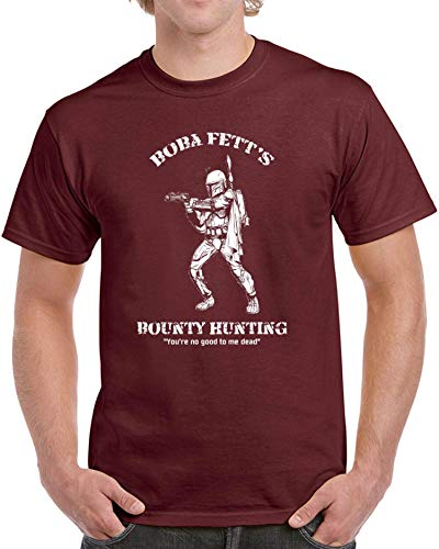 Boba Fett Bounty Hunter Mens T-Shirt Star Nerd Wars Empire Jedi Geek Retro,Maroon,XL