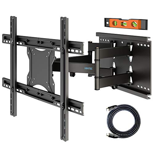 BONTEC Soporte de TV en Pared Inclinación y Giro para Televisores de 37-80 Pulgadas LCD/LED Movimiento Comlpeto - Brazo Doble Ultra Fuerte - Carga Máx. 65kg, Máx VESA 600x400 mm