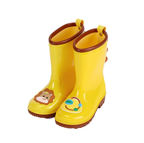 Botas de Agua Niño Dinosaurio León PVC Goma Impermeables Zapatos de Lluvia Antideslizantes para Niños Niñas