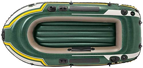 Bote de Pesca Inflable para Dos Personas Espesamiento de Bote de remos de Goma para Dos Personas/Verde Militar para Enviar paletas y Bombas (Color: Verde, Tamaño: 236 × 114 × 41CM)