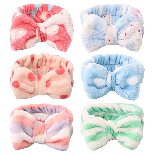 Bowknot Diademas para mujeres niñas lunares conejo elástico coral bandas de pelo de felpa maquillaje cara lavado ducha diadema Bowknot Diademas para mujeres niñas lunares conejo elástico coral bandas de pelo de felpa maquillaje cara lavado ducha diadema