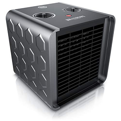 Brandson - Calefactor cerámico 1500 vatios - Calentador con 2 niveles de calefacción - Control de temperatura - Termostato - Bajo consumo - Función Ventilador - Bastante silencioso - Fusible térmico
