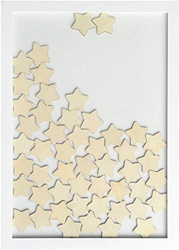 Brandsseller - Libro de visitas para bodas y cumpleaños, con 72 corazones o 50 estrellas de madera para escribir