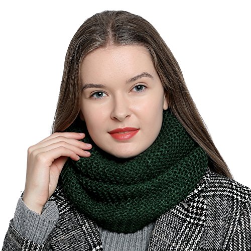 Bufanda de lana de invierno tipo cuello suave y cálida para mujer con diseño de punto - Verde