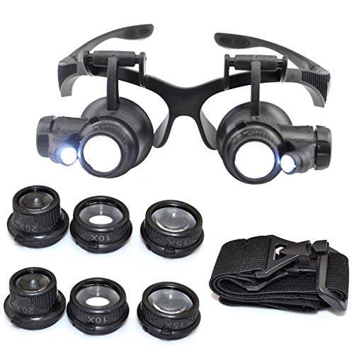bxtbest-seller Headband Magnifier with LED Light, Double Eye Watch Repair Magnifying Glasses with 4 Lenses bxtbest-seller Headband Magnifier with LED Light, Double Eye Watch Repair Magnifying Glasses with 4 Lenses