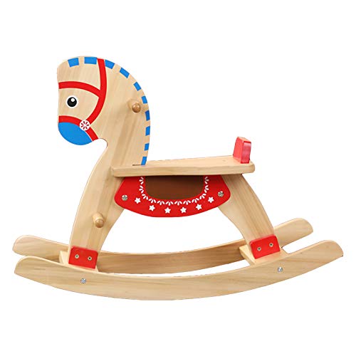 Caballo Mecedora De Madera para Niños, Caballo Mecedora De Madera Maciza Pura De Doble Uso para Bebés, Adultos Pueden Sentarse, Regalo De Un Año para Bebés, 70X50x30