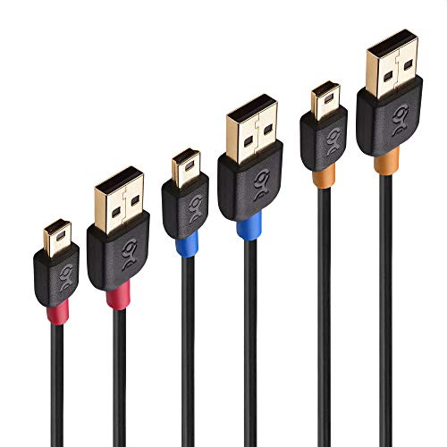 Cable Matters - Pack de 3 Cables Cortos de USB a Mini USB Cable Matters (Cable de Mini USB a USB), 0,9 m